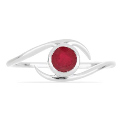 BUY 925 SILVER NATURAL RUBY GLASS FILLED GEMSTONE RING – MINIMAL SINGLE-STONE DESIGN | JEWELPIN